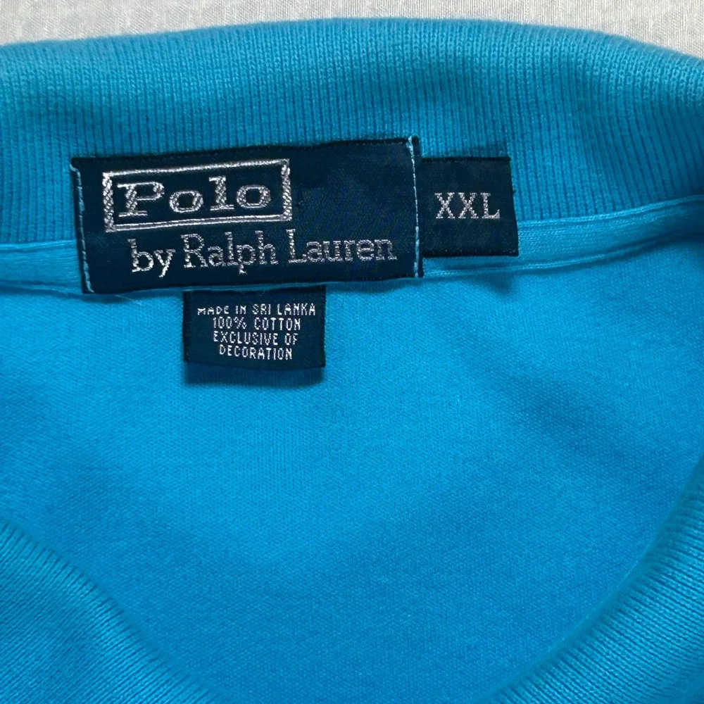 Polo Ralph Lauren Mens XXL Short Sleeve Polo Shirt Turquoise Blue Purple Pony